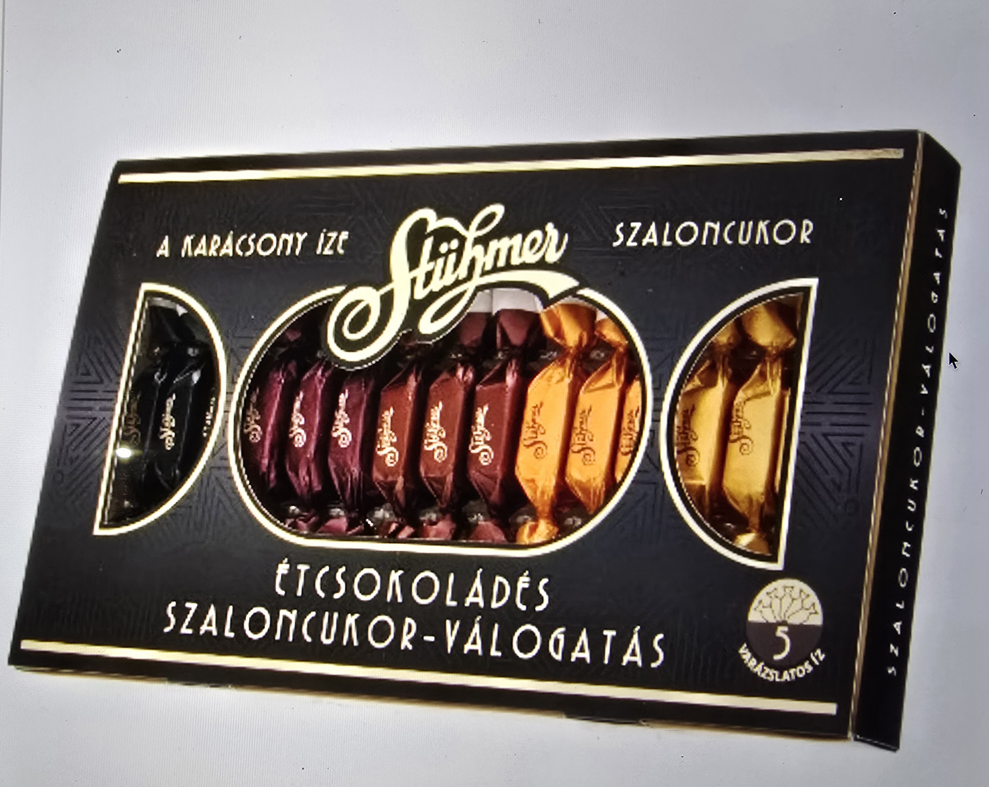 Szaloncukor praline étcsokoládés  válogatás 170g  5 ízben Stühmer
